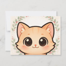 Söt Kawaii Katt Ansikts Inbjudan