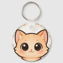 Söt Kawaii Katt Ansikts Nyckelring