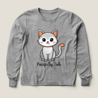 Söt Kawaii Katt Barn Långärmad T-Shirt - Purrfec