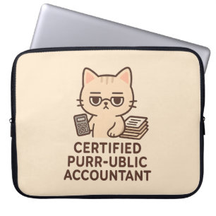 Söt Kawaii Katt Certifierad Redovisningsekonom Rol Laptop Fodral