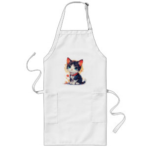 Söt Kawaii Katt för kattälskare T-shirt Långt Förkläde