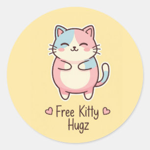 Söt Kawaii Katt Gratis Valp Kram Pastell Die-Cut K Runt Klistermärke