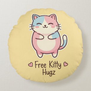 Söt Kawaii Katt Gratis Valp Kram Pastell Rund Kudd Kudde