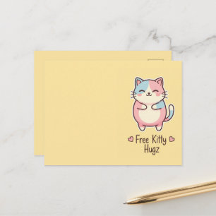 Söt Kawaii Katt Gratis Valp Kramar Pastell Vykort