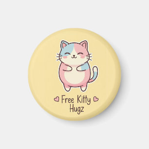 Söt Kawaii Katt "Gratis Valp Omfamningar" Excentri Magnet
