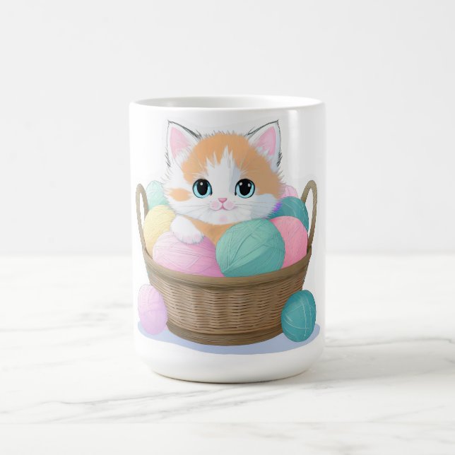 Söt kawaii katt  kaffemugg (Center)