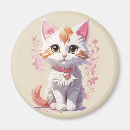 Söt Kawaii Katt med Stora Ögon Magnet