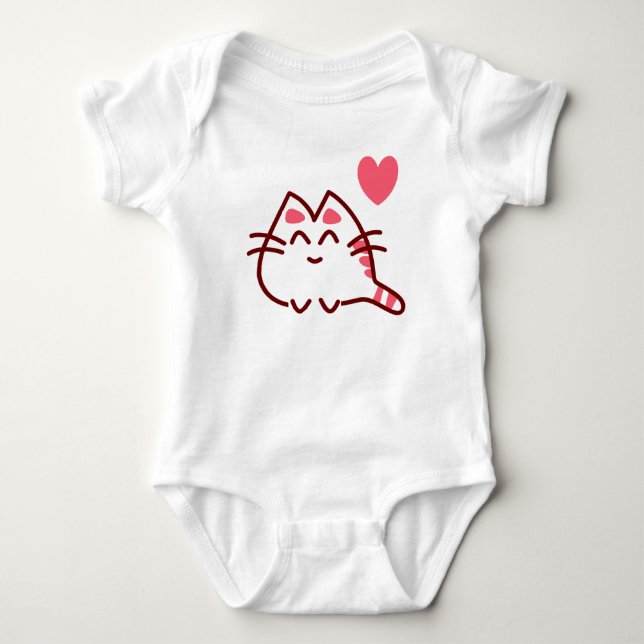 Söt Kawaii Katt och Hjärta T Shirt (Framsida)