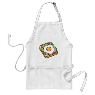 Söt Kawaii Katt Stekt Ägg på Toast Illustration Förkläde