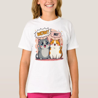 Söt Kawaii Katter Anpassat Namn Barn Grundläggande T Shirt