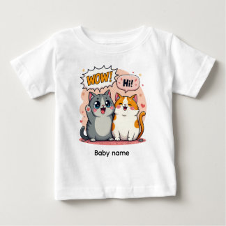 Söt Kawaii Katter Anpassat Namn Bebis Fin Jersey T Shirt