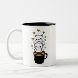Söt Kawaii Katter Kaffe Kopp Två-Tons Mugg