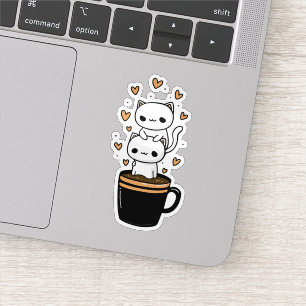 Söt Kawaii Katter Kaffe Kopp Vinyl Klistermärke Klistermärken