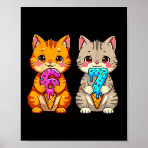 Söt Kawaii Katter Neko 67 Drip Meme Rolig Sex Sju Poster