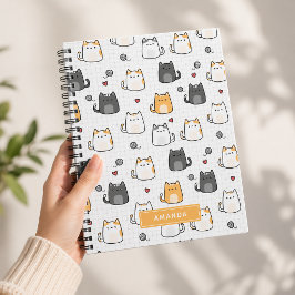 Söt Kawaii Kattmönster Personlig Spiral Anteckningsbok