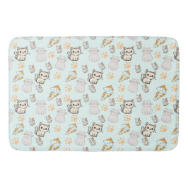 Söt Kawaii Kattungar & Tassmönster Baddisk Badrumsmatta