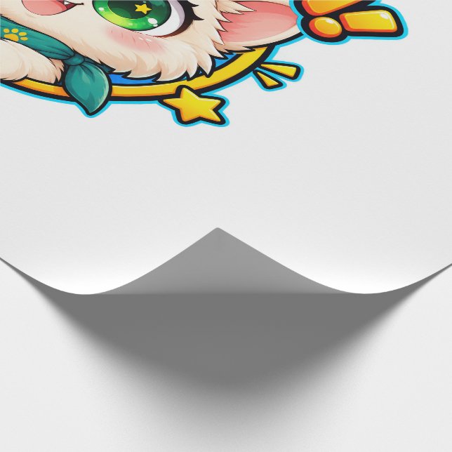 Söt Kawaii Kattunge Inpackningspapper – Bedårande  Presentpapper (Hörn)