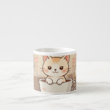 Söt Kawaii Kattunge Kaffe Mugg | Bedårande Kattäls