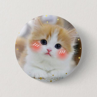 Söt Kawaii Kattunge Rodnad Ansikte Knappsymbol Knapp