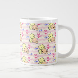 Söt Kawaii Kattunge Rosa Pastell Keramisk Kaffemug Jumbo Mugg