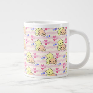 Söt Kawaii Kattunge Rosa Pastell Keramisk Kaffemug Jumbo Mugg