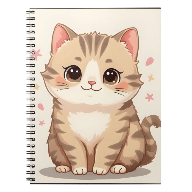 Söt Kawaii Kitten Art för alla rum Anteckningsbok (Framsidan)
