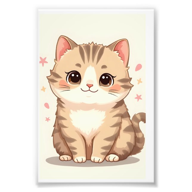 Söt Kawaii Kitten Art för alla rum Fototryck (Framsidan)