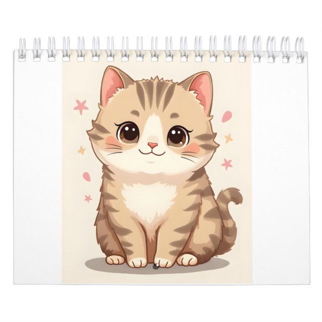 Söt Kawaii Kitten Art för alla rum Kalender (Omslag)