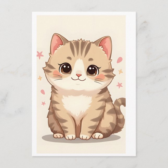 Söt Kawaii Kitten Art för alla rum Tilläggskort (Framsida)