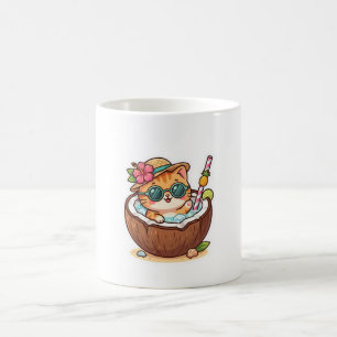Söt Kawaii Kokos Katt Solglasögon Sommar BSticker Kaffemugg