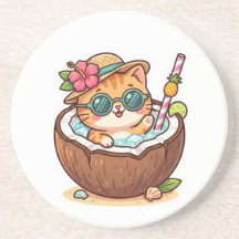 Söt Kawaii Kokos Katt Solglasögon Sommar BSticker