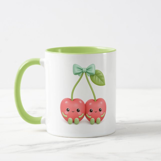 Söt Kawaii Körsbärs Kopp för Par (Vänster)