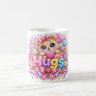Söt Kawaii Kram Teddybjörn Pastell Rosa Blommig Kä Kaffemugg