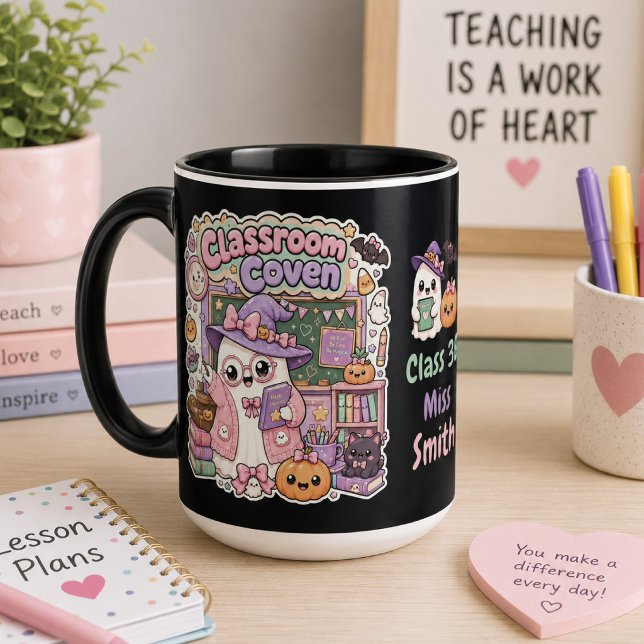 Söt Kawaii Kuslig Lärarande Spöke Halloween  Mugg (Skapare uppladdad)