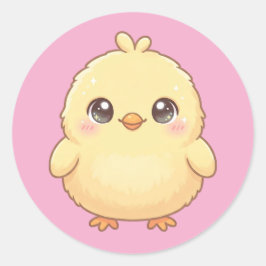 Söt Kawaii Kyckling Rund Klistermärkeshäfte Runt Klistermärke
