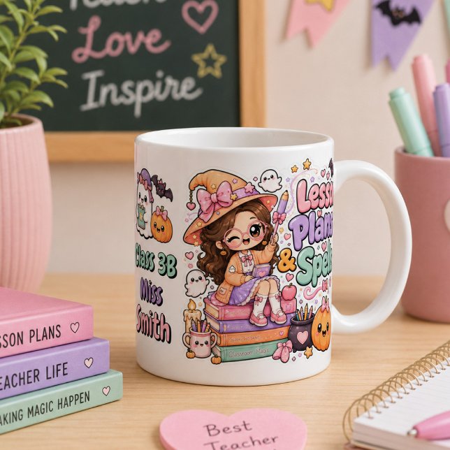 Söt Kawaii Lärarhäxa Halloween  Jumbo Mugg (Skapare uppladdad)