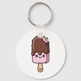 Söt Kawaii Leende Glasspinne Nyckelring