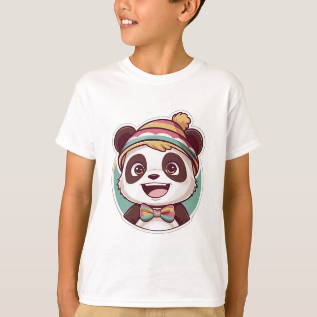 Söt kawaii-leende panda t shirt (Framsida)
