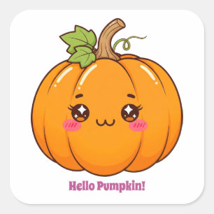 Söt Kawaii Leende Pumpa Tecknad Bild Fyrkantigt Klistermärke