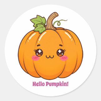 Söt Kawaii Leende Pumpa Tecknad Bild Runt Klistermärke