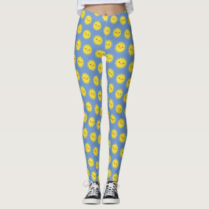 Söt Kawaii Leende Solmönster Leggings