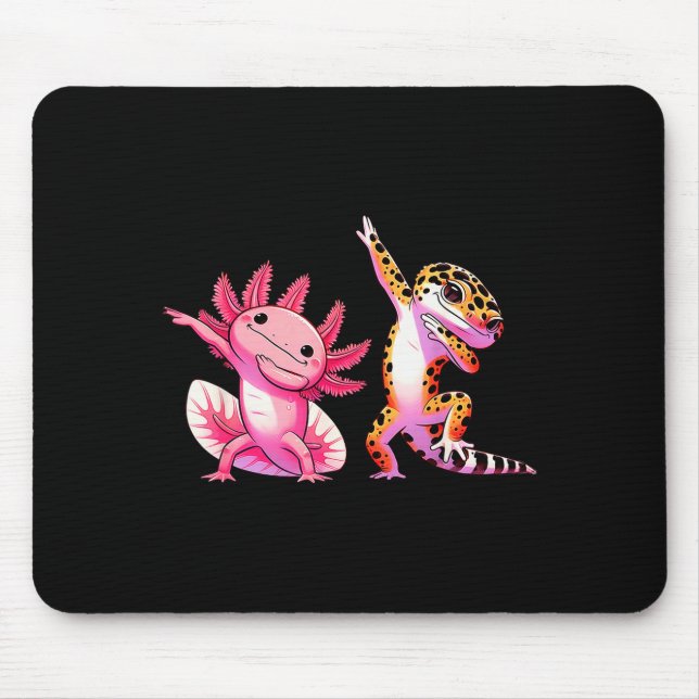 Söt Kawaii Leopardödla Dabbar Axolotl Vänner  Musmatta (Framsidan)