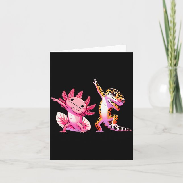 Söt Kawaii Leopardödla Dabbar Axolotlvänner  Kort (Framsida)