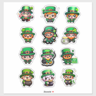 Söt Kawaii Leprechaun St. Patricks dag Klistermärken