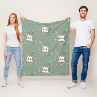 Söt Kawaii Liljekonvalj Salvia Grön Fleecefilt