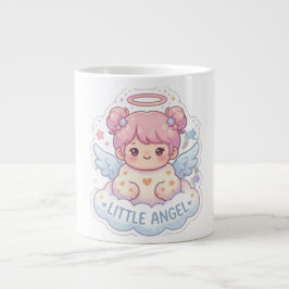 Söt Kawaii Lille Ängel Chibi Flickor Kaffemugg Jumbo Mugg