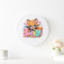 Söt Kawaii Lily Fox Namn Pastell Rosa Blommig Skog