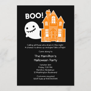Söt Kawaii Liten Spök Halloween-inbjudan Inbjudningar