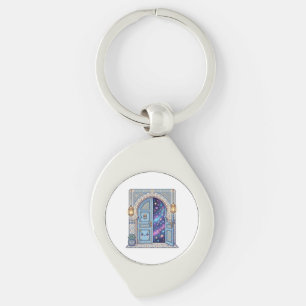 Söt Kawaii Magisk Marockansk Dörr Galaxy StSticker Swirl Silverfärgad Nyckelring