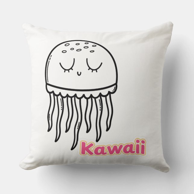 Söt Kawaii Manet Konturteckning Kudde (Framsida)